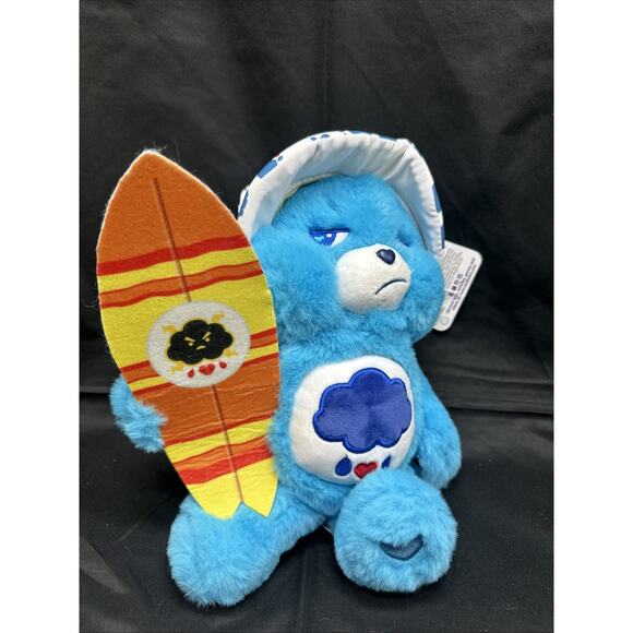 Care Bears Grumpy Bear Summer Plush 8" Blue Surf Board Raincloud Dan Dee NWT - Picture 1 of 10